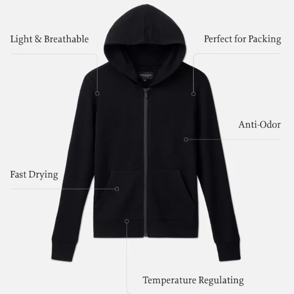 Unbound Merino Compact Travel Hoodie in Dark Fossil XS - Picture 3 of 7